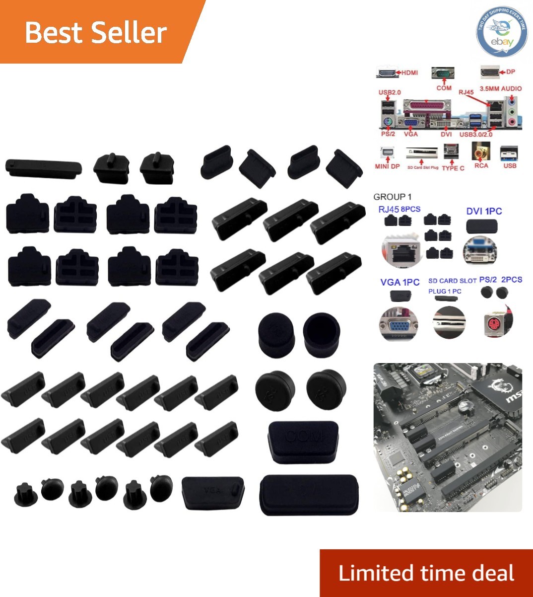 Complete 52 PCS Anti-Dust Plugs for Most Laptops - 13 Types Available