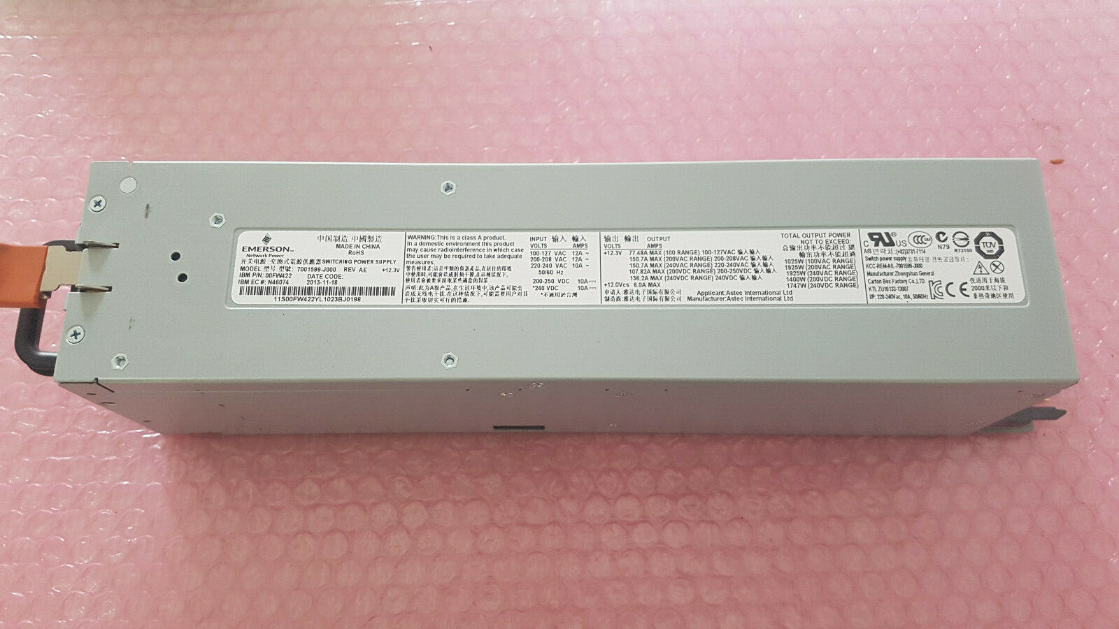 EMERSON - Switching Power Supply - 00FW422 - 7001599-J000 -1925W - Used