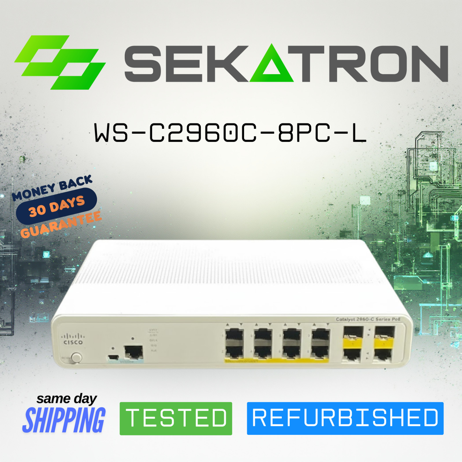 🔀 Cisco WS-C2960C-8PC-L • 8-Port PoE Compact Gigabit Ethernet Switch • Tested ⚡