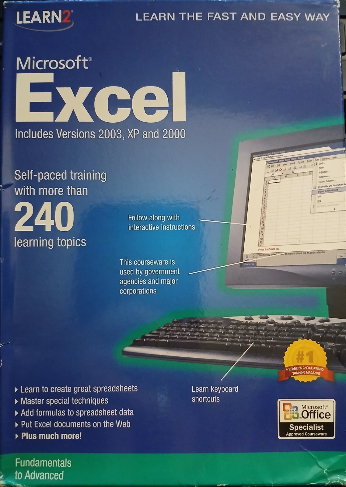 Learn2 Microsoft Excel (includes versions 2003/XP/2000) Fundentals to Advanced