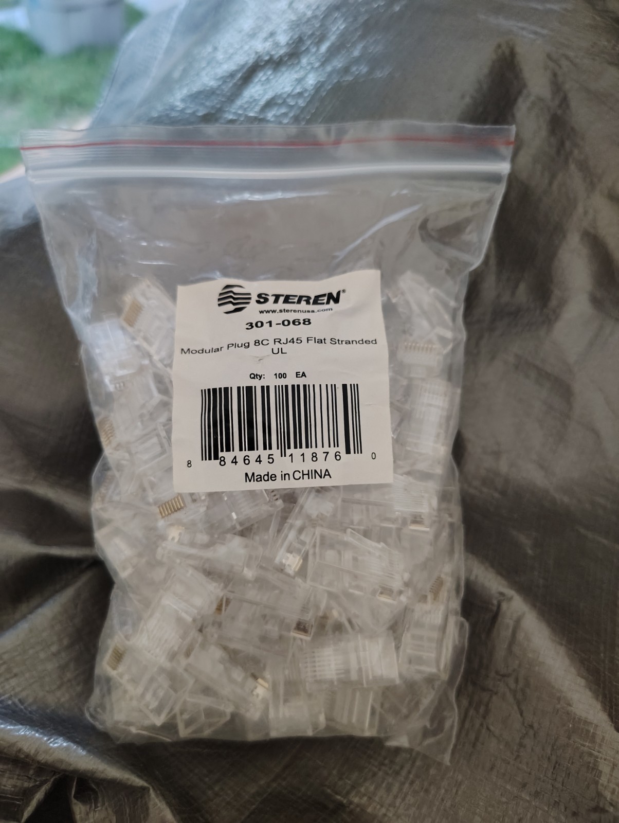 Steren Modular 8x8 Flat/Stranded Ethernet RJ45 Plug 301-068 NEW Bag of 100