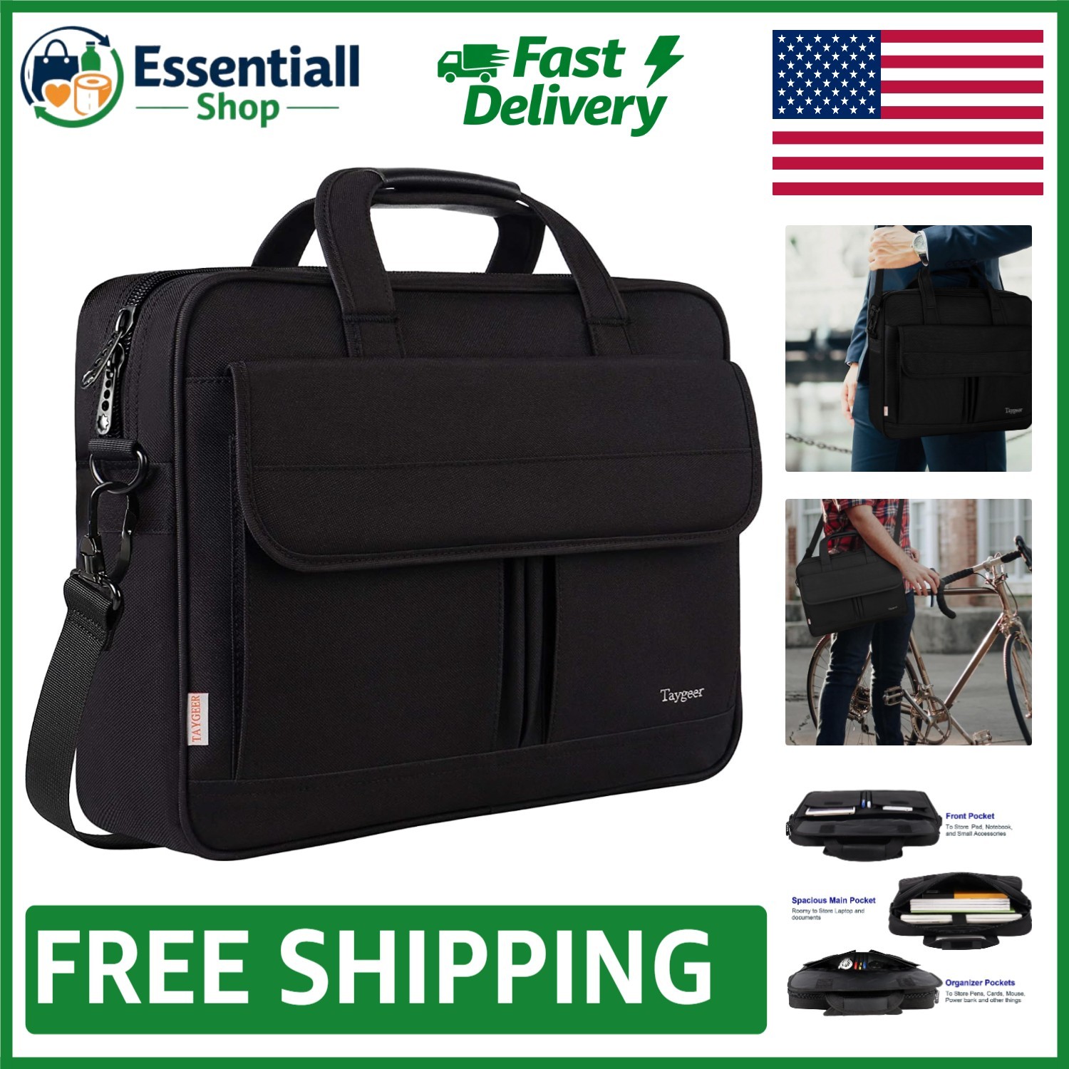 Versatile 15.6 Inch Business Briefcase - Ultimate Organizer for Everyday Use