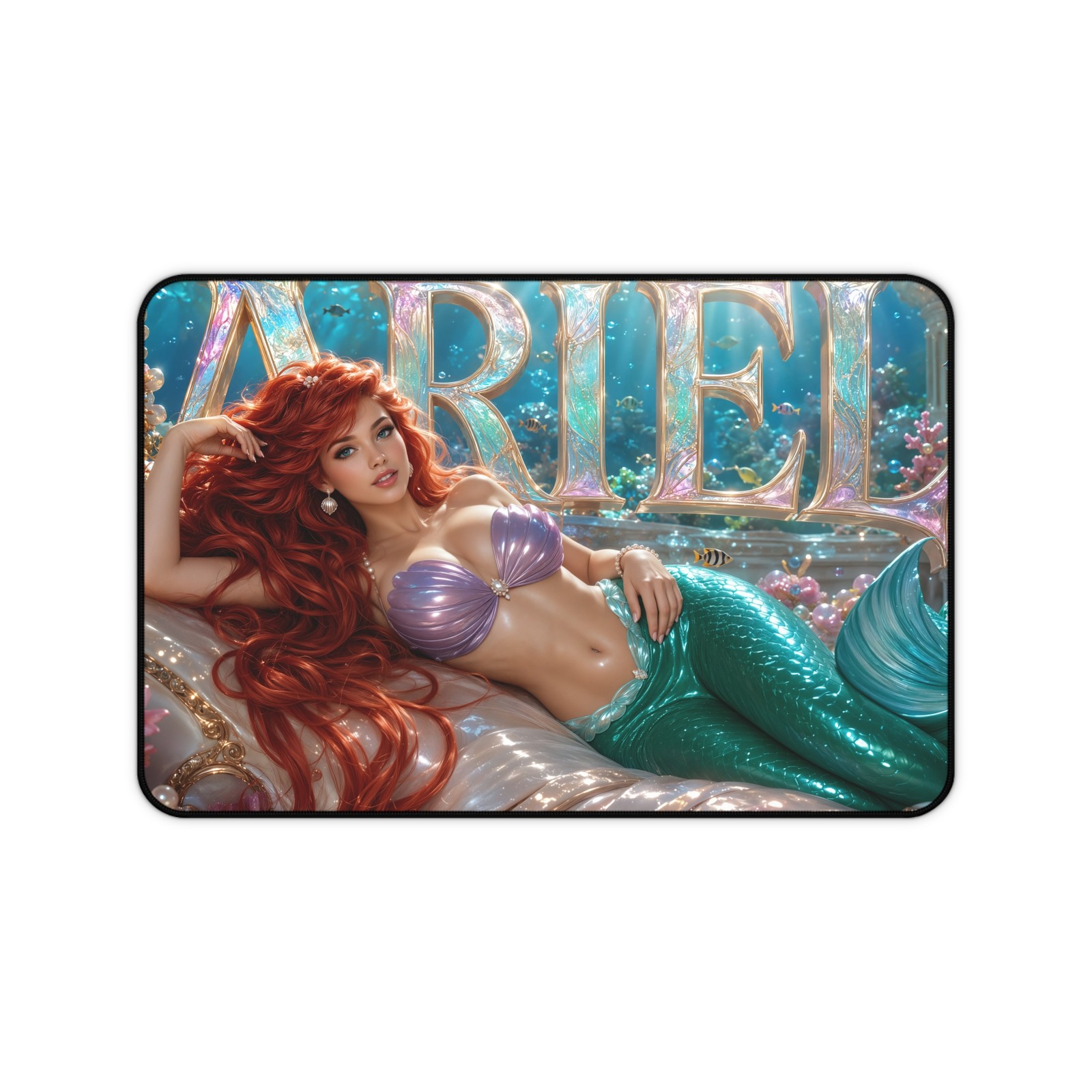 Neoprene Mouse Mat Featuring Ariel, Desk Pad for Keyboard and Computer