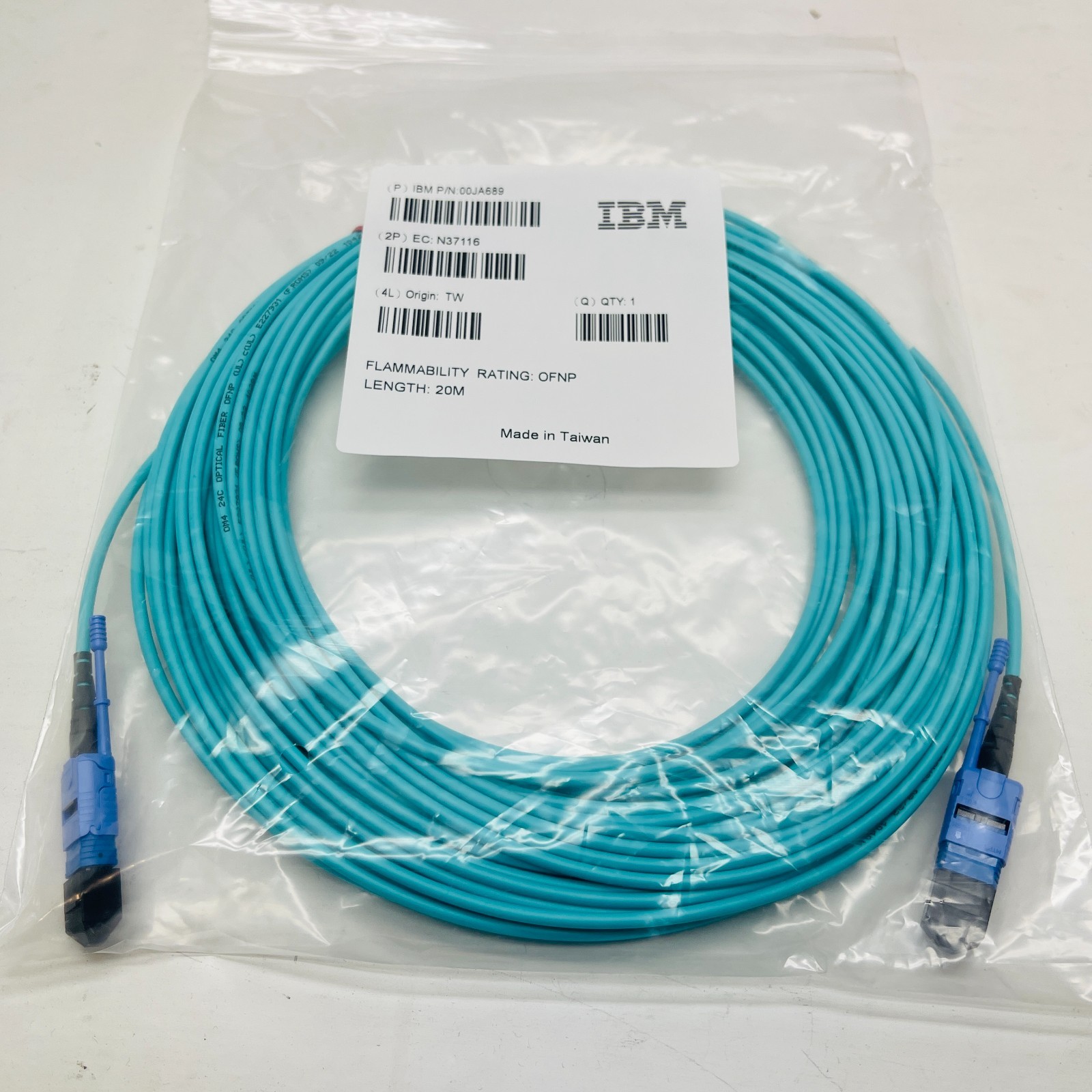 00JA689 New IBM SR 24x Coupling Link Cable OM4 20m N37116