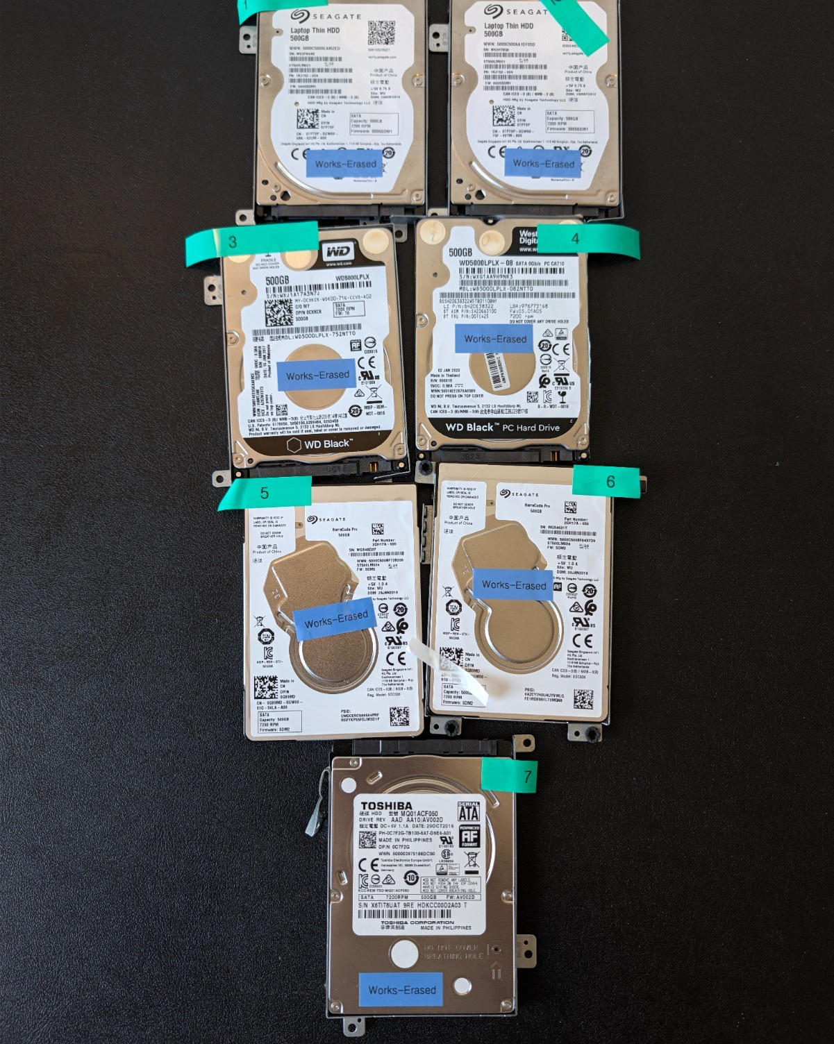Lot of Used Hard Drives - Erased and Work