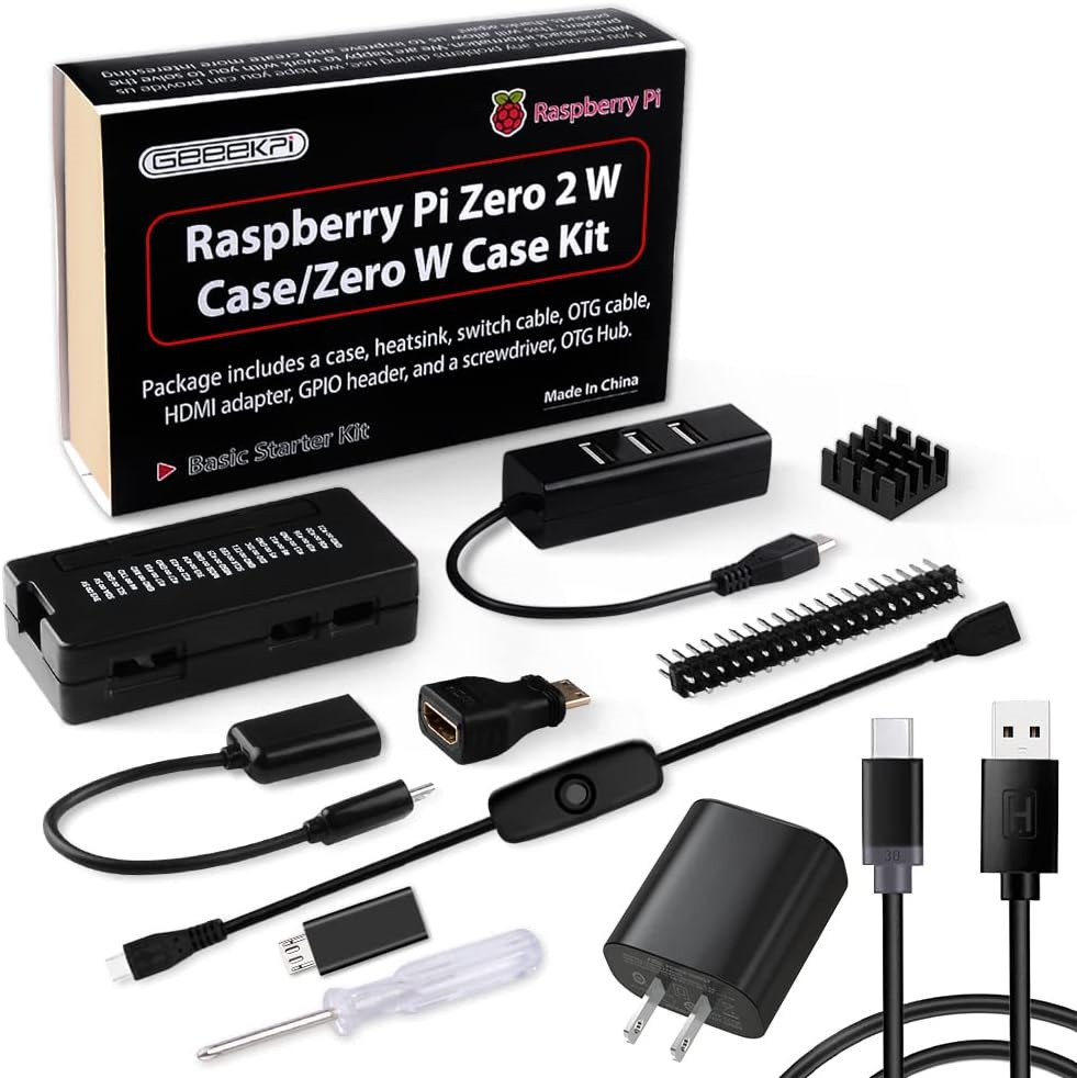 GeeekPi Raspberry Pi Zero 2 W Case Kit with Raspberry Pi Zero 2 W Case, Power S