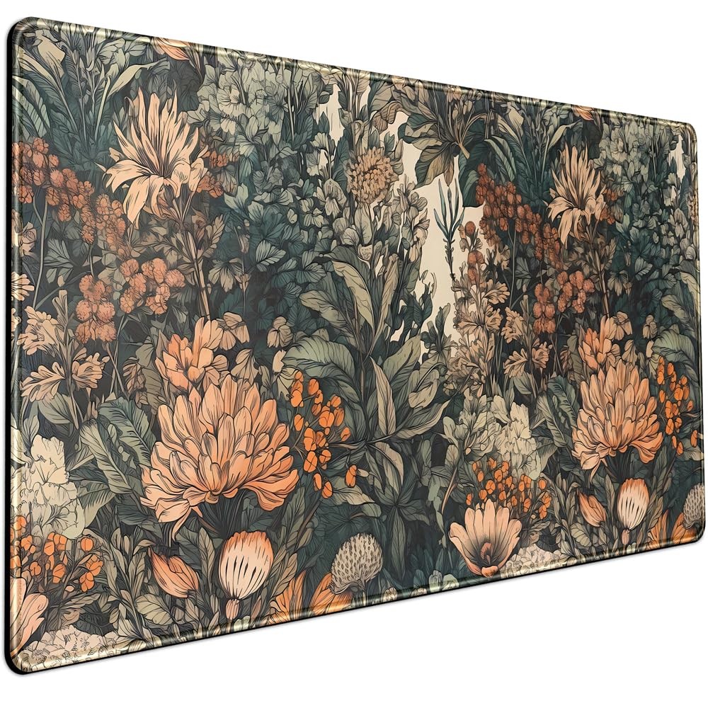 Boho Aesthetic Desk Mat Wildflowers Large Mouse Pad Gaming Desk Pad, XXL Keyb...