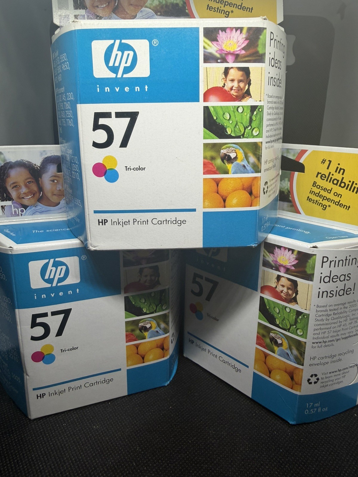 Lot of 3 Hp 57 C6657AN Tri-Color Inkjet Print Cartridge NEW SEALED EXP 2008