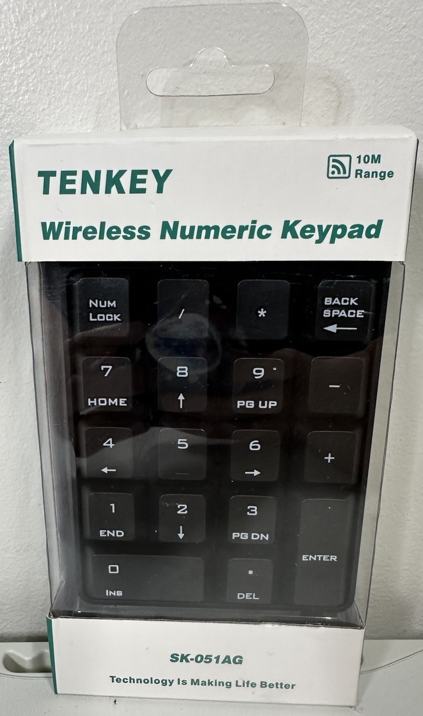 Tenkey Compact Wireless 18-Key Numeric Keypad-10 M Range