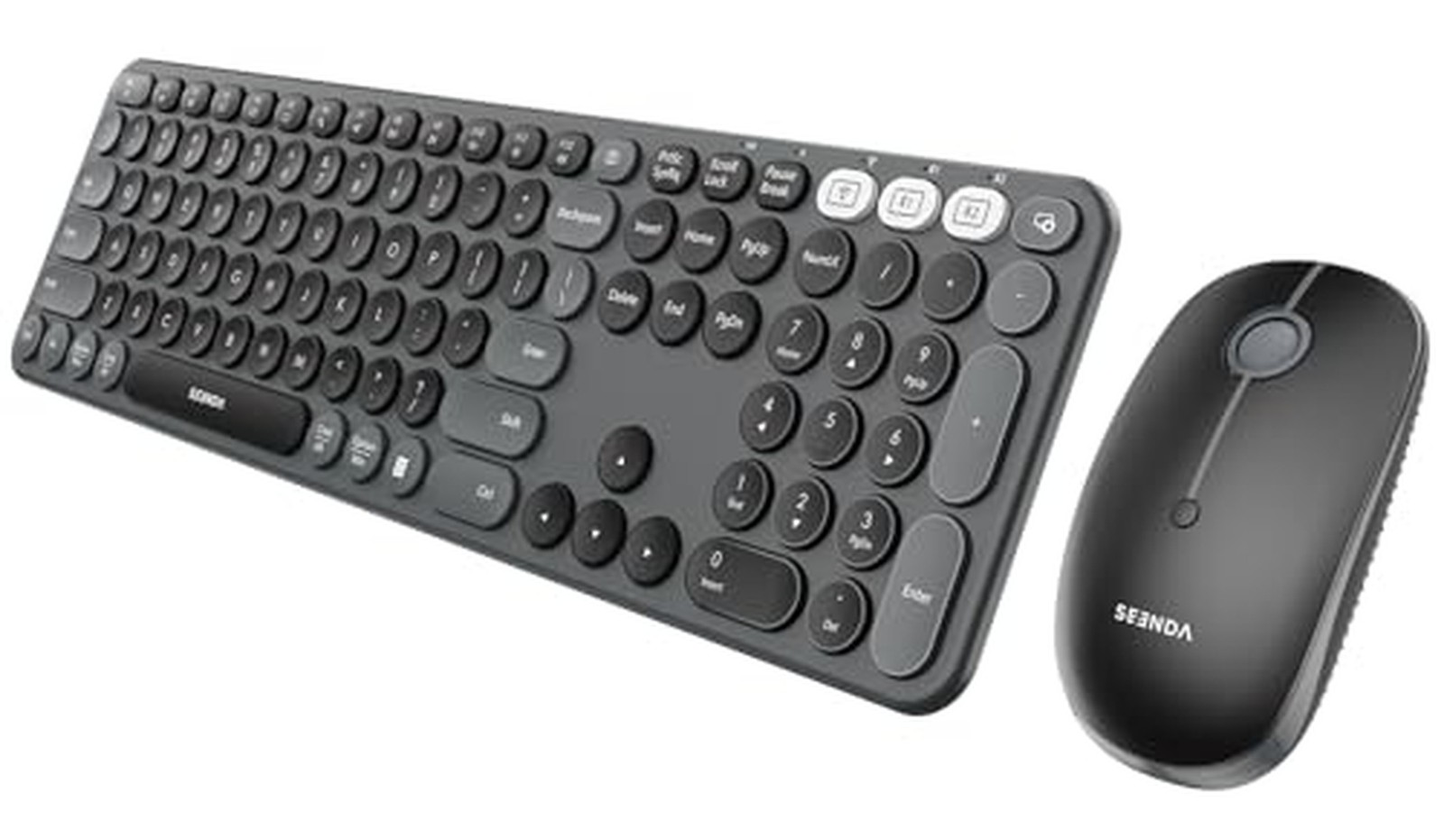 seenda COE202 3-Device Bluetooth Keyboard Mouse Combo for Mac iPad PC Black