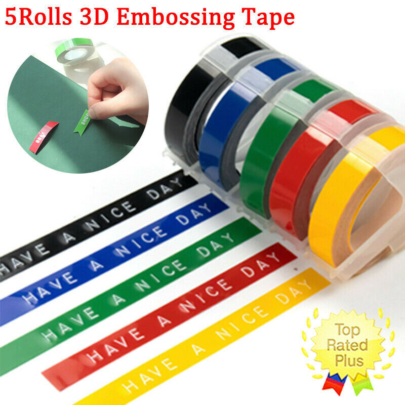 5PK Label Replace for Dymo 3D Plastic Embossing Tape Xpress Label Maker 3/8" 3m