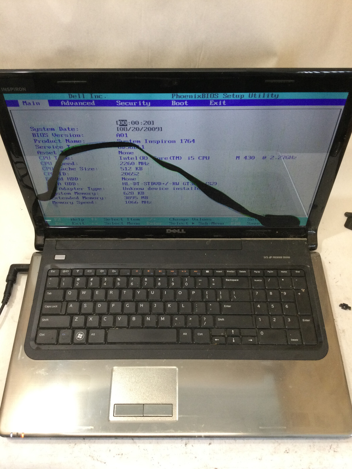 DELL INSPIRON  1764 - BOOTS TO BIOS - INTEL I5 M430 - NO RAM - READ DESCRIP - BB