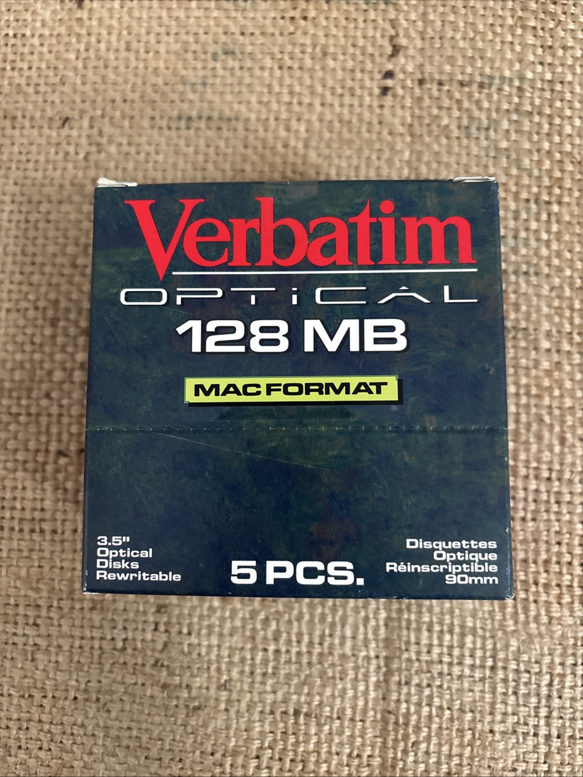 New Box Of 5 128 MB  Verbatim Disk, MAC Format  Optical Disks