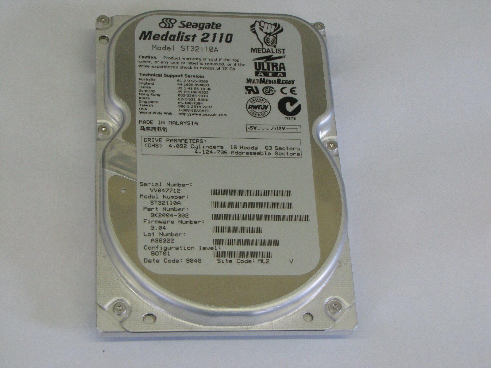 Seagate Medalist 2110 model ST32110A used bad sectors 