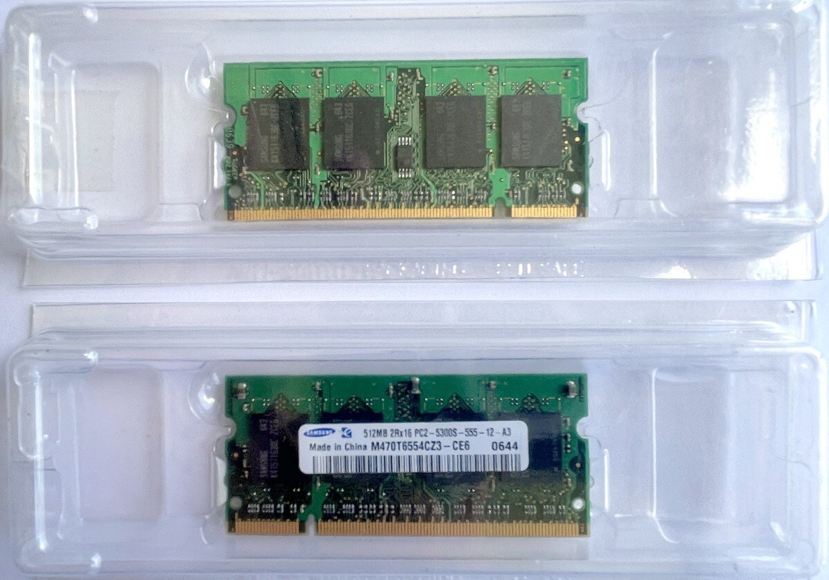 Samsung (512MB X2) PC2-5300 DDR2 SODIMM Laptop RAM Memory M470T6554CZ3-CE6👀