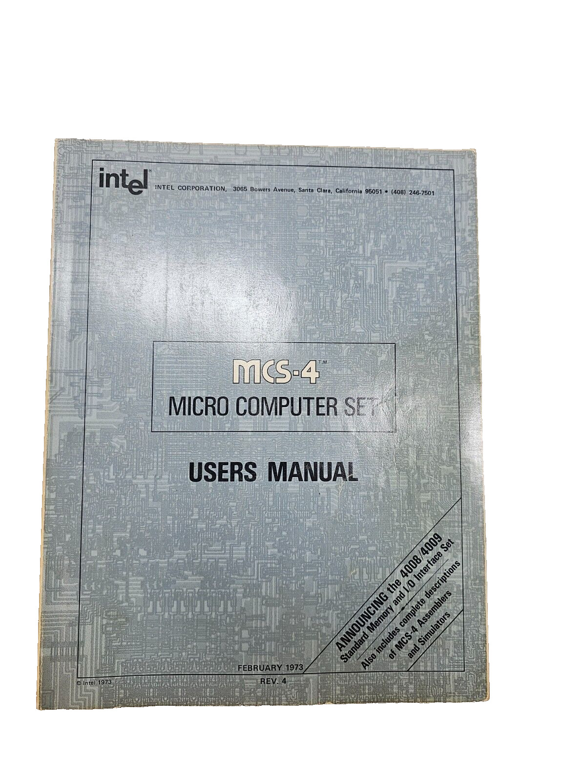 Rare Vintage 70's Intel MCS-4 Micro Computer Set User Manual Rev4