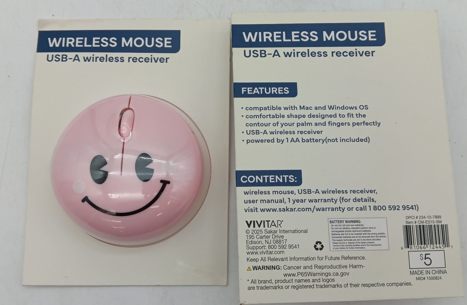 Smile Pink Mouse Vivitar Wireless Receiver USB-A (Target Bullseye's)