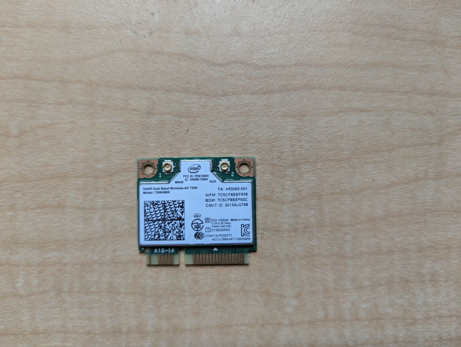 INTEL 7260HMW PCI-E CARD DUAL BAND WIRELESS-AC 7260 867MBPS 802.11AC WIFI N1-3(3