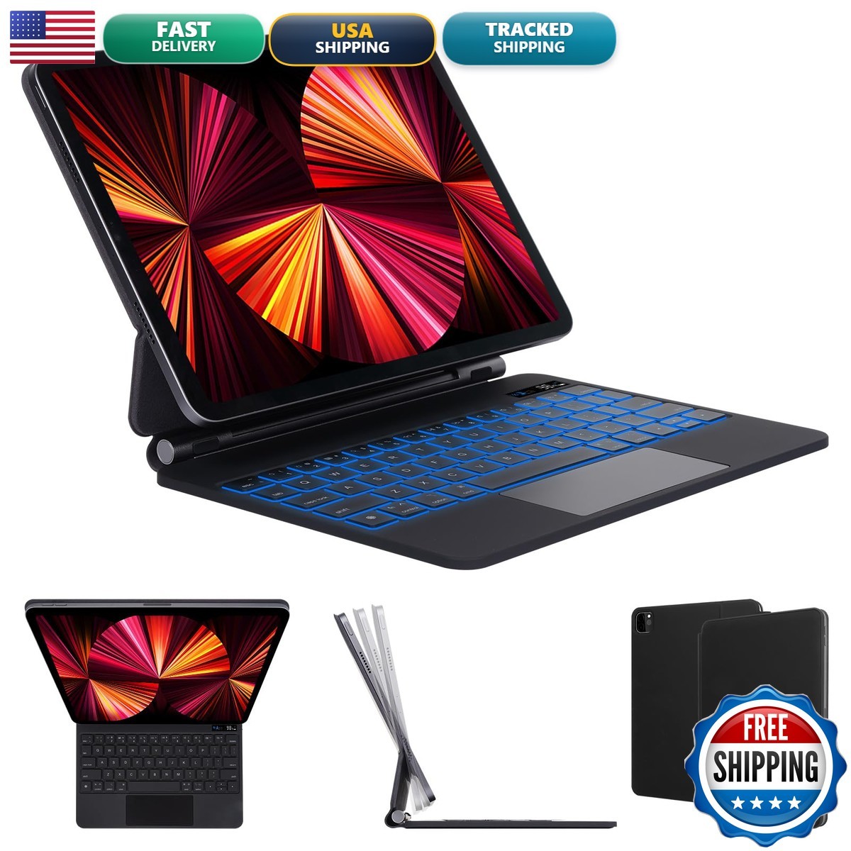 LAMA 7 Colors Backlit Magnetic Keyboard Case for iPad Air/Pro 11" M2/M3