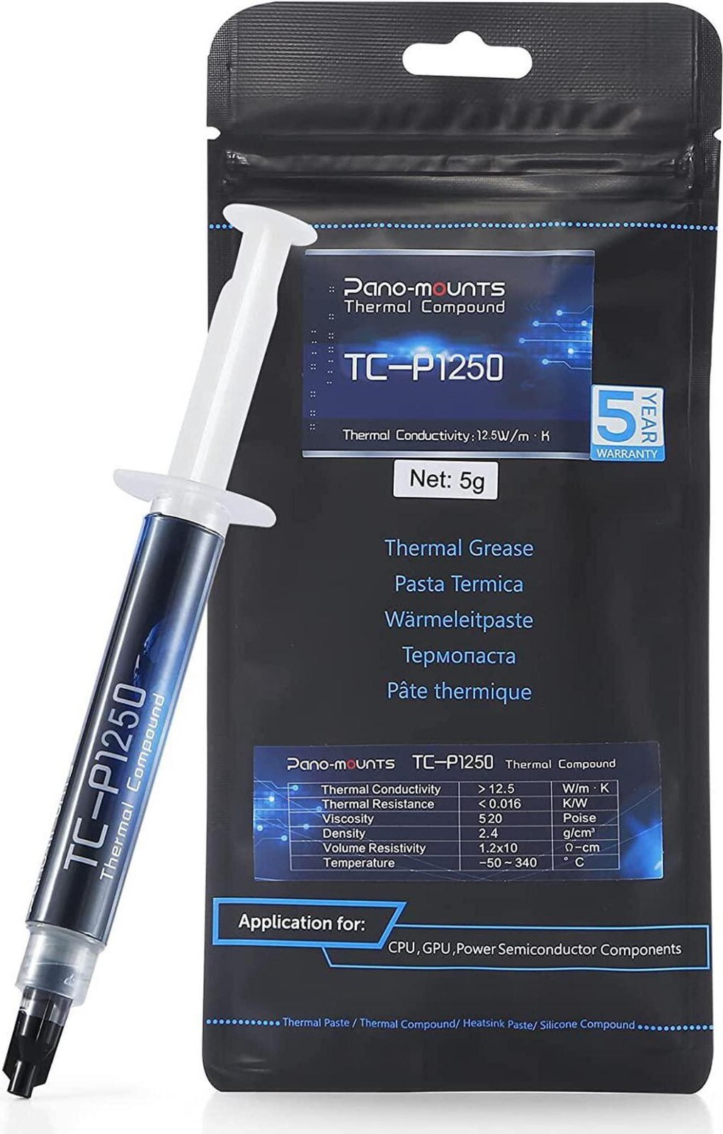 PANO-MOUNTS 12.5W/m·K 5g Thermal Paste, High Performance Thermal Heatsink