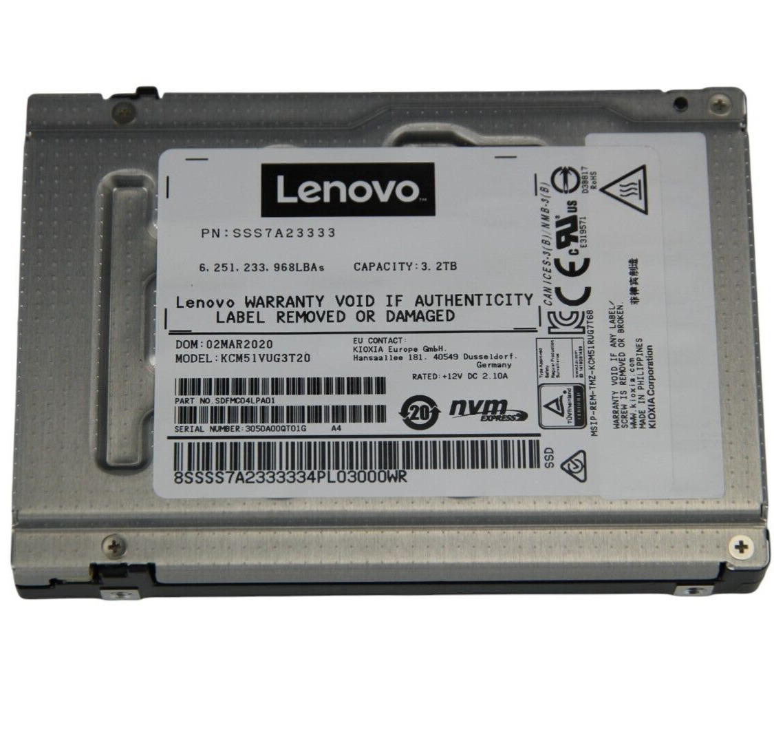 Lenovo ThinkSystem 3.2TB U.2 NVMe PCIe SSD KCM51VUG3T20 SSS7A23333