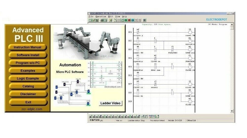 Learn Automation PLC Programming Software, Ladder Logic Function w Simulator AI