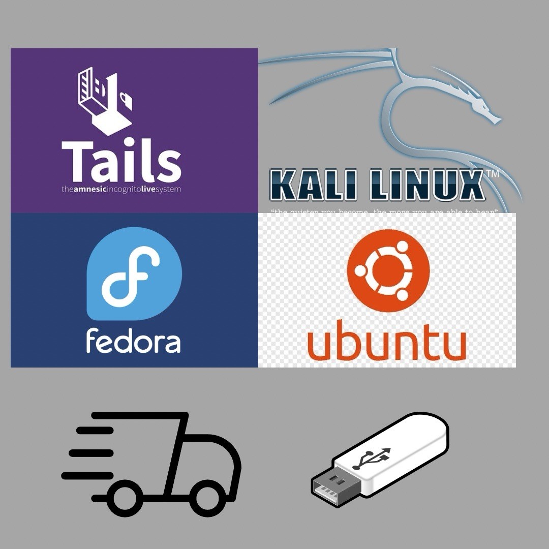 Tails 6.11 Kali 2024.3 Ubuntu 24.04 Fedora Multiboot Linux Live 32GB USB