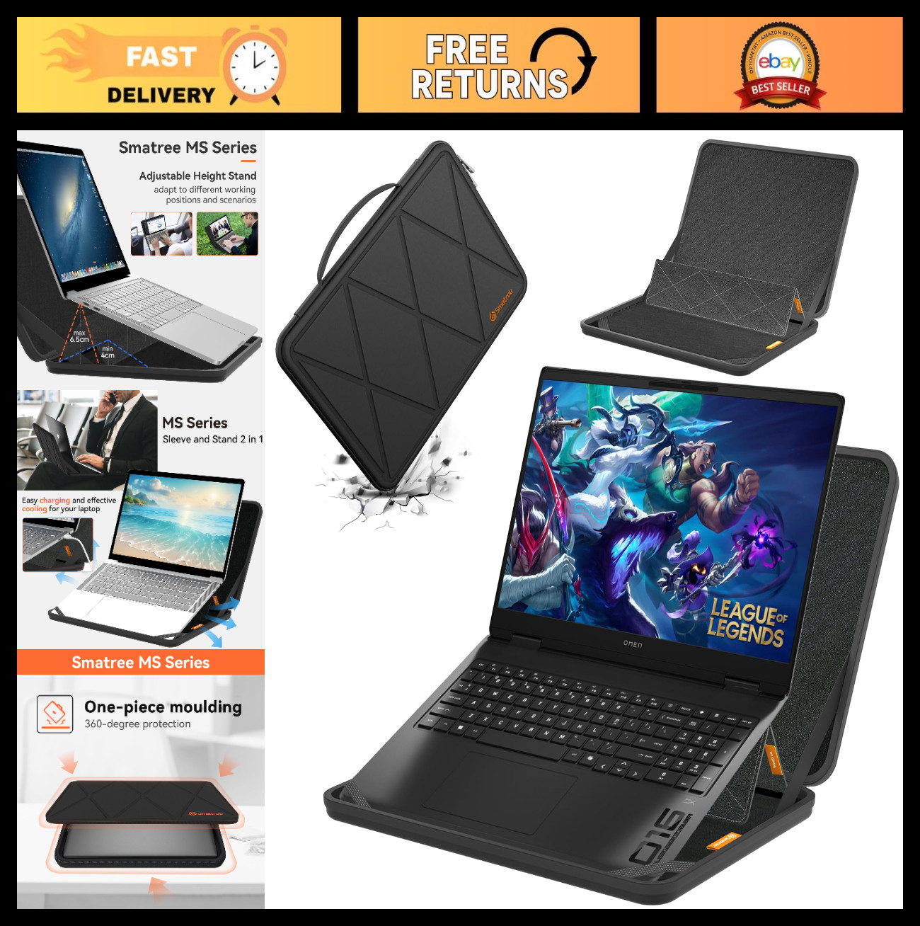Hard Protective Case with Stand for 16.1" Laptops, HP OMEN Compatible, Durable D