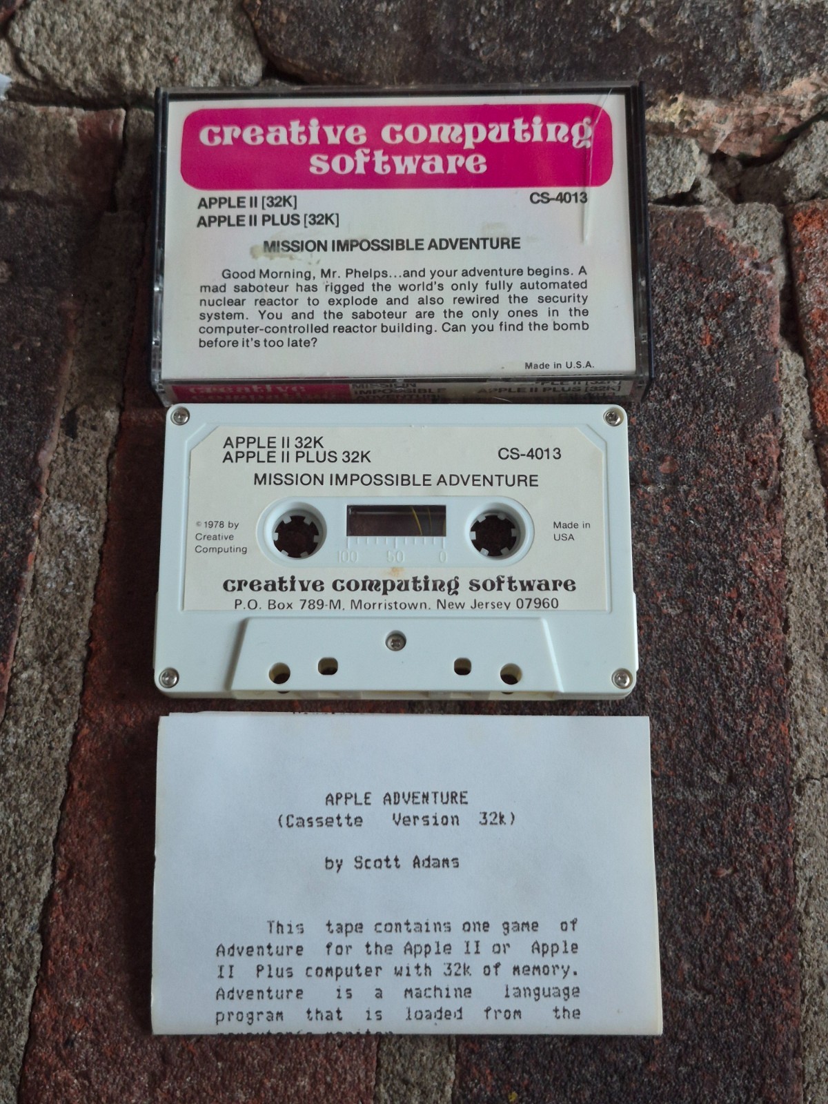 Adventure 3 Mission Impossible Cassette for Apple II Scott Adams 1979 CS-4013
