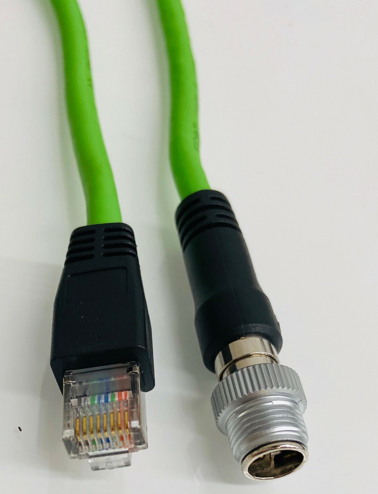 M12 X Code - Rj45  Cat6A cable 10 meters 33 feet  Industrial Ethernet Lime Green
