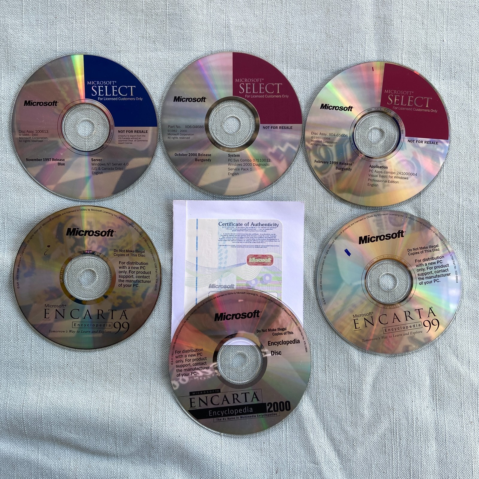 Microsoft Select PC CD Windows Software NT Server 4.0 2000 Visual Basic Encarta