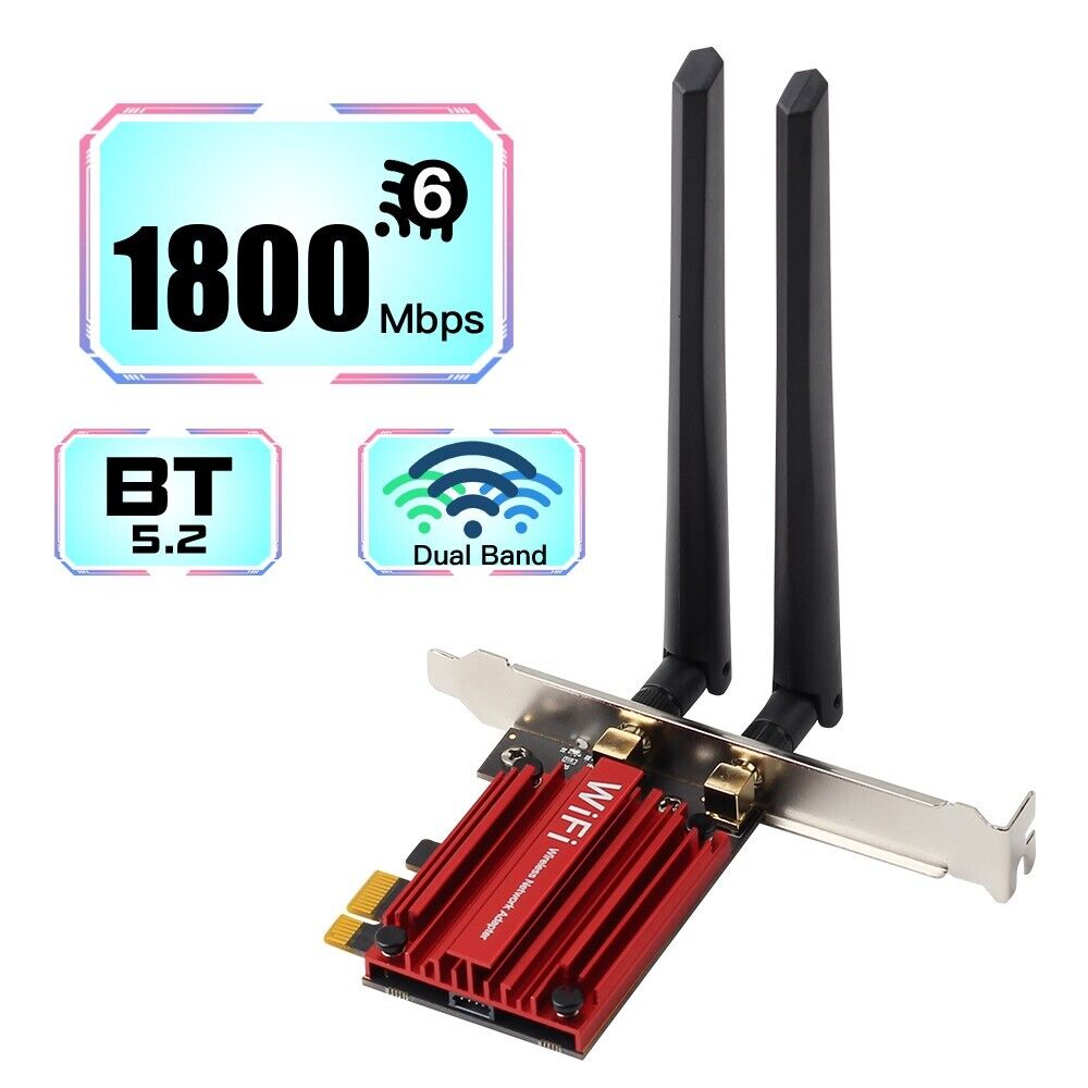 PCIe Wifi 6 Desktop Adapter Dual Band AX1800Mbps Wireless 2.4G 5G Bluetooth Card