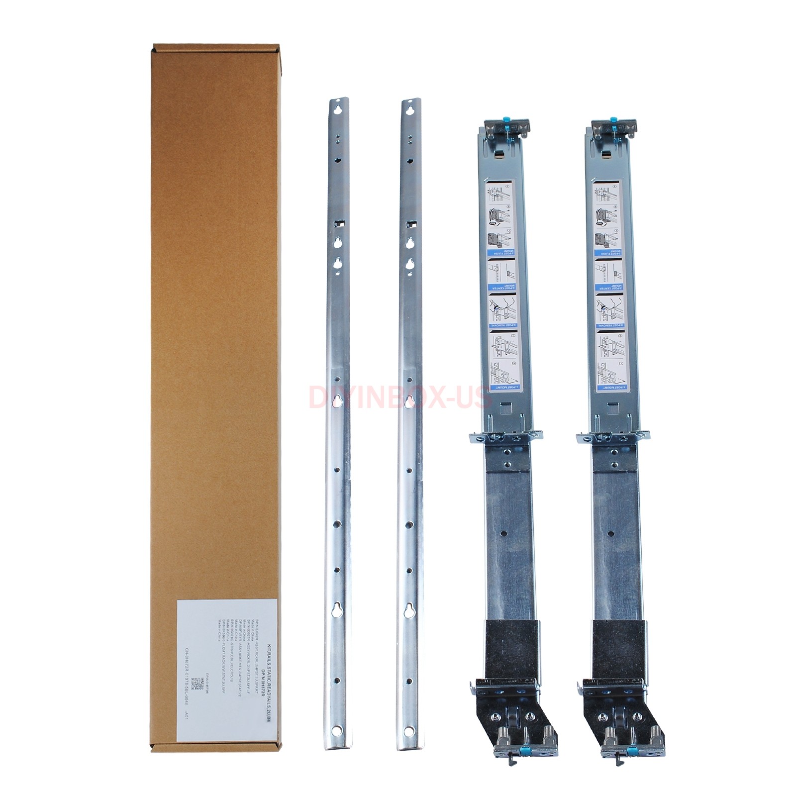 2U Static Rails for Dell R510 R520 R530 R540 R720 R730 R730xd R740 R740xd R6525