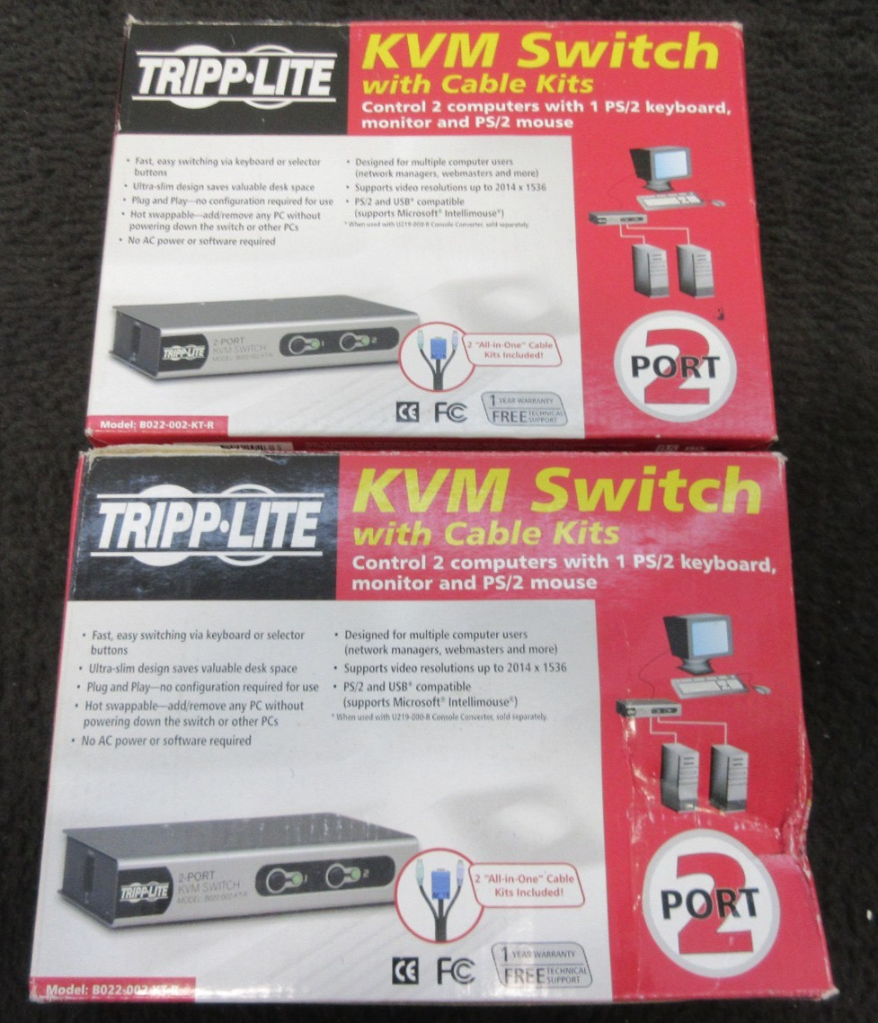 LOT OF 2 Tripp Lite KVM Switch  B022-002-KT-R