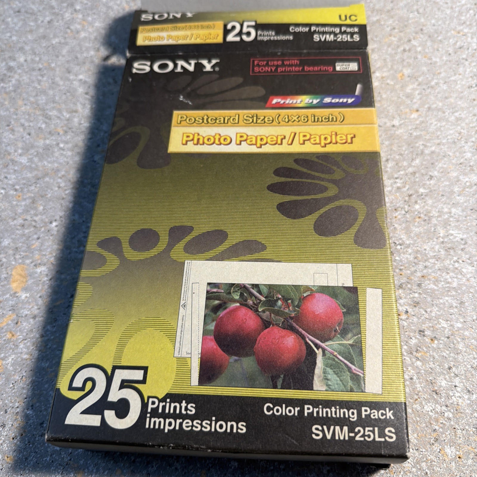 Sony SVM-25LS PHOTO PAPER 25 Prints 4"x 6" Postcard Size Color Printing Pack New