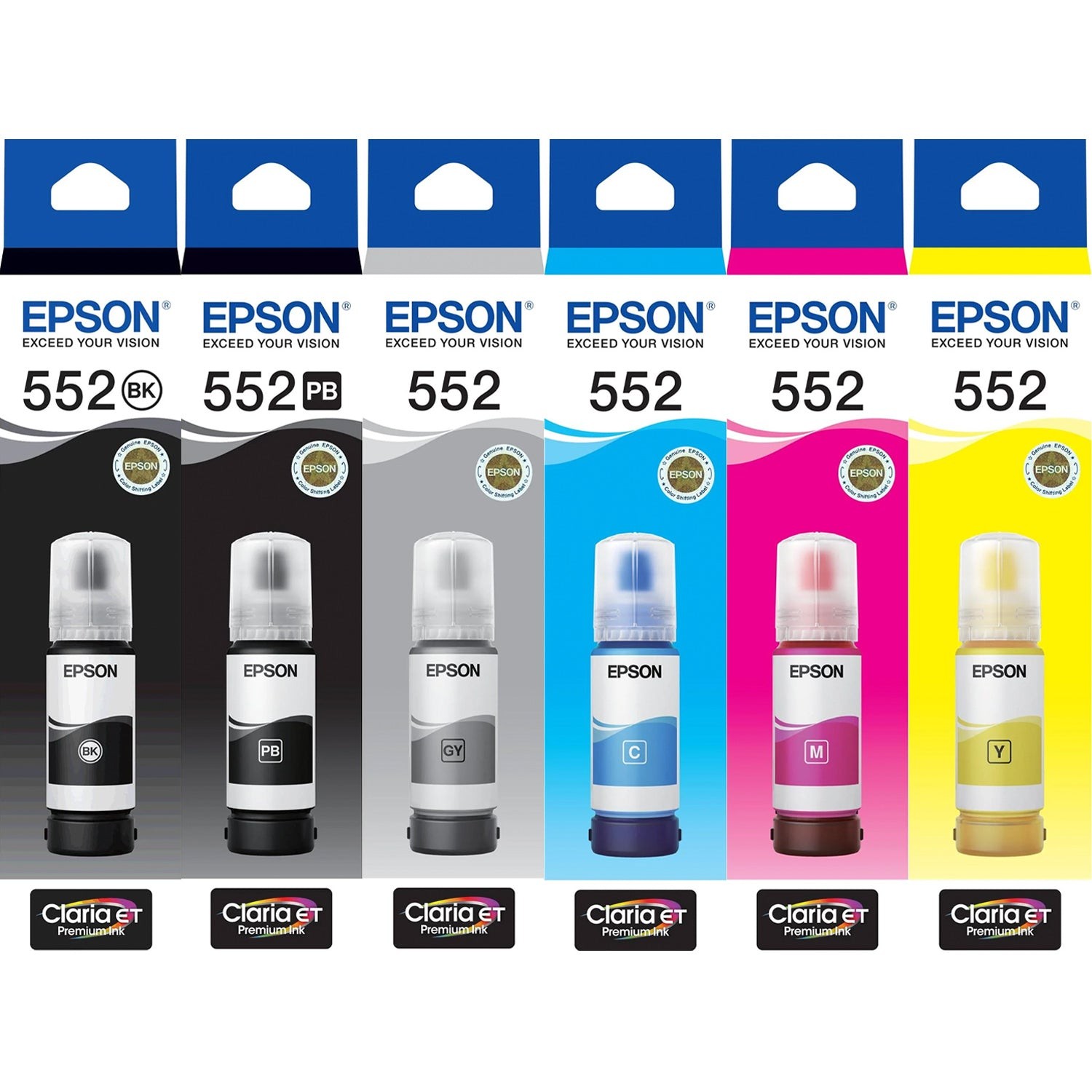 AU Epson T552 EcoTank 552 Ink Toner Bottle Value Pack Black Photo Grey Cyan