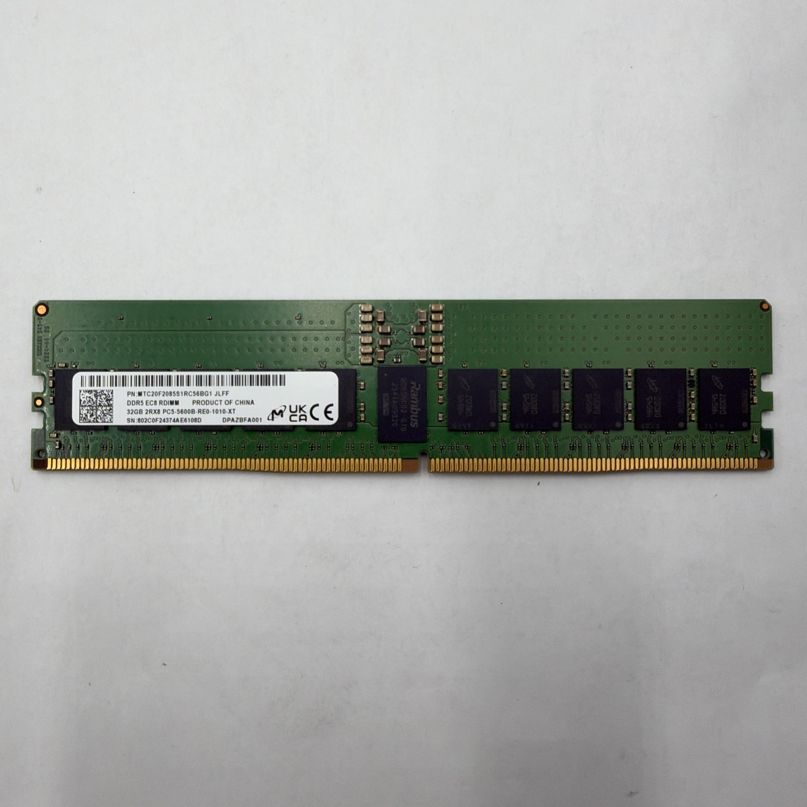 MICRON 32GB (1X32GB) 2RX8 PC5-5600B RDIMM SERVER MEMORY MTC20F2085S1RC56BG1