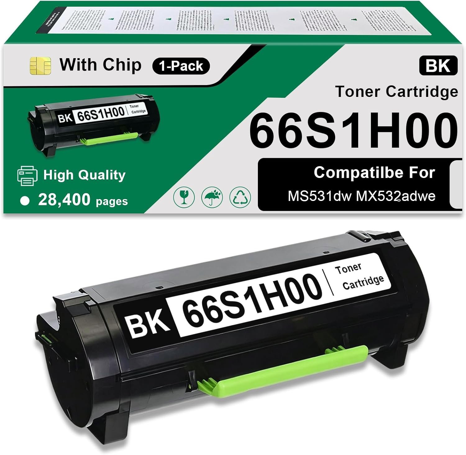 66S1H00 Toner Cartridge High Yield 28,400 Page Replacement for Lexmark 66S1000 क़