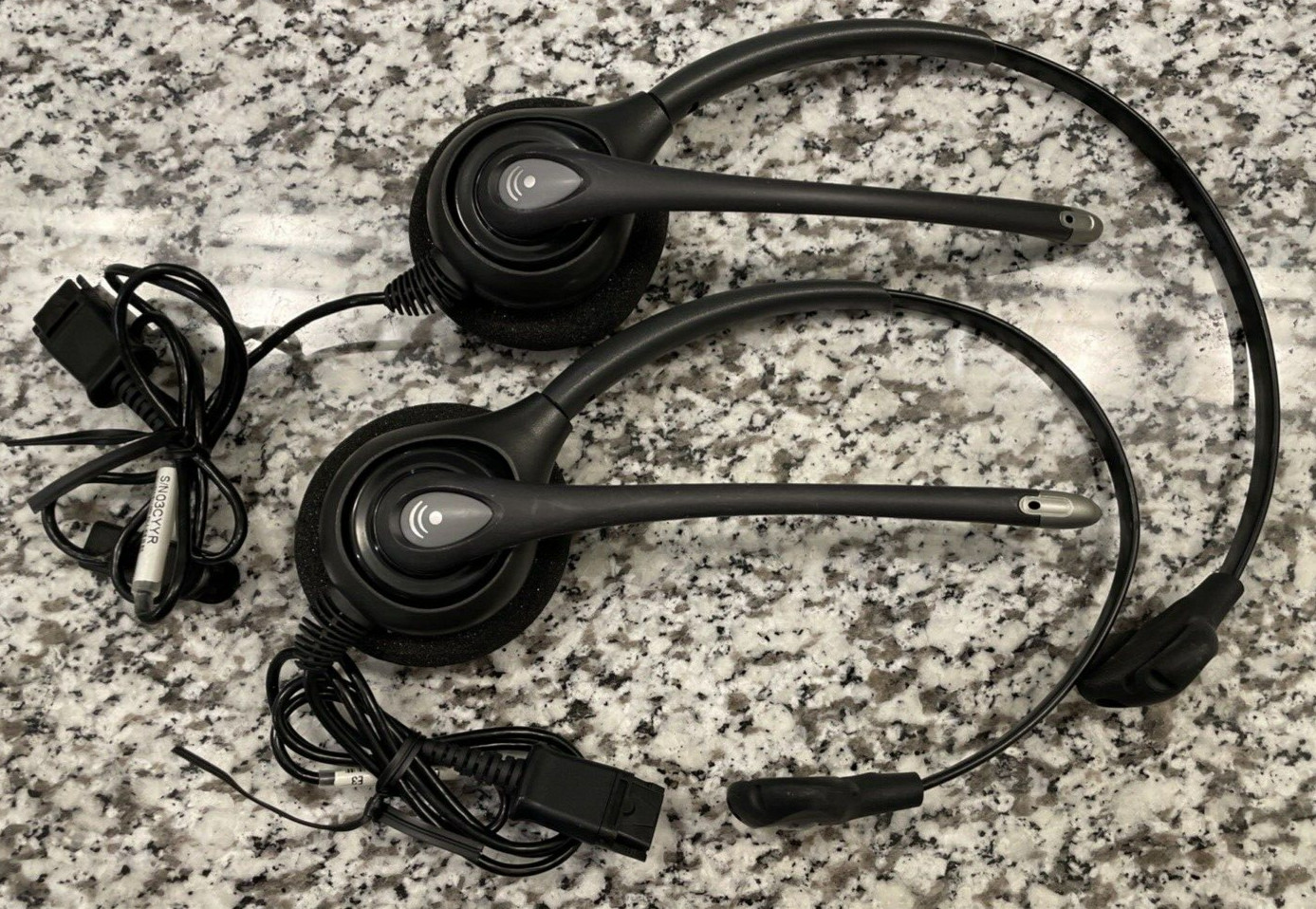 Lot of 2 Plantronics Black Bluetooth Single Ear Headset/Headband