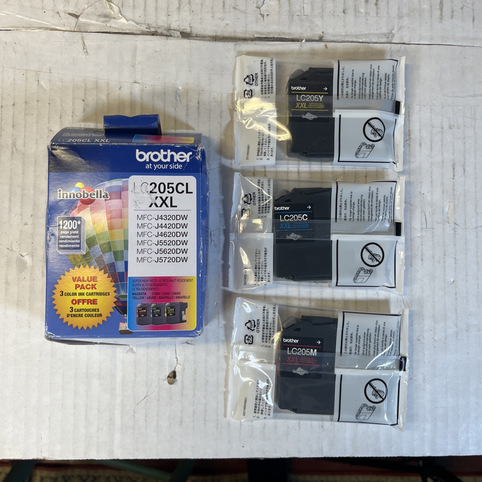 Genuine Brother LC205CL XXL Cyan Magenta Yellow Ink Cartridge for J4320DW J4620D