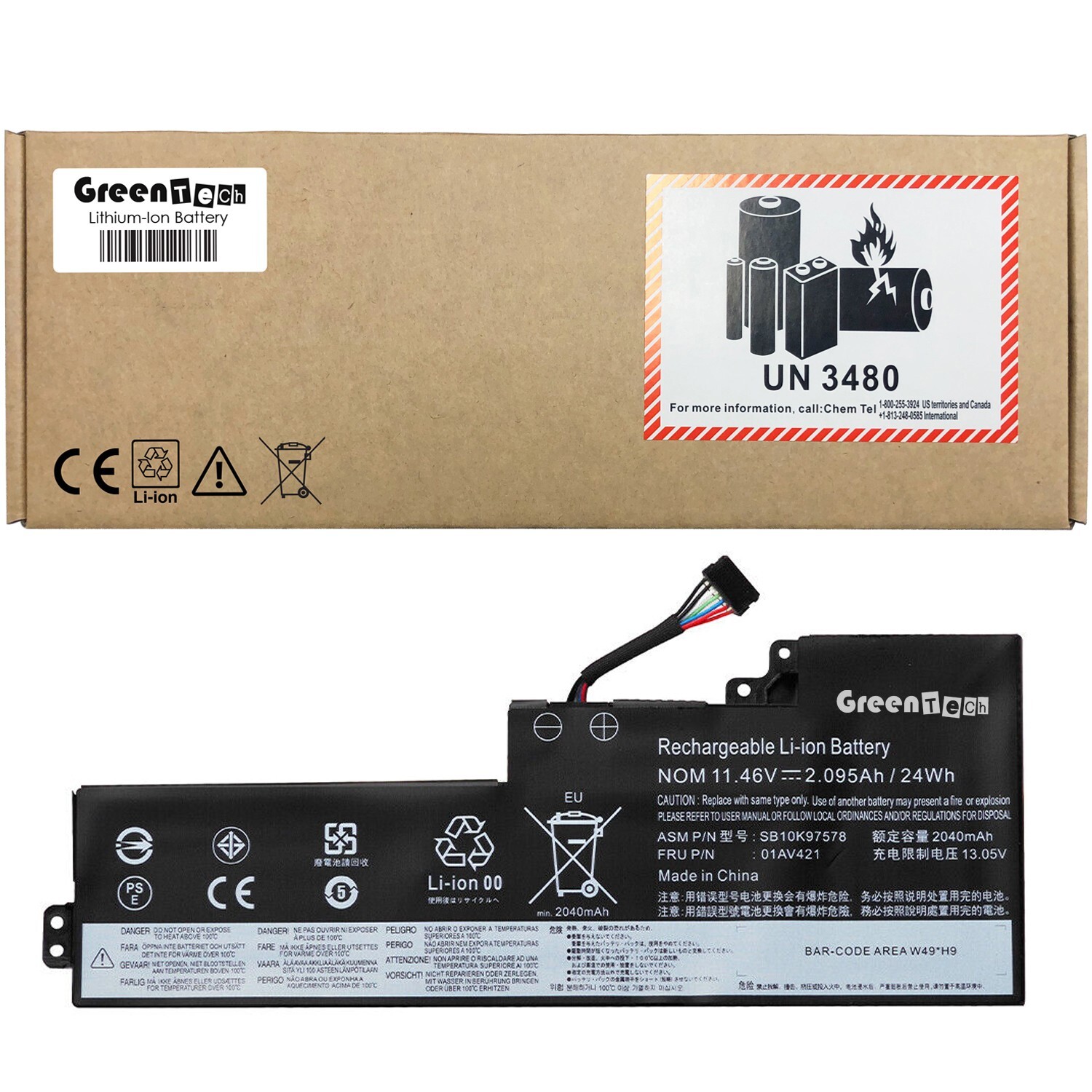 GREENTECH 01AV421 01AV420 BATTERY FOR THINKPAD T470 T480 A475 A485 24WR 01AV419