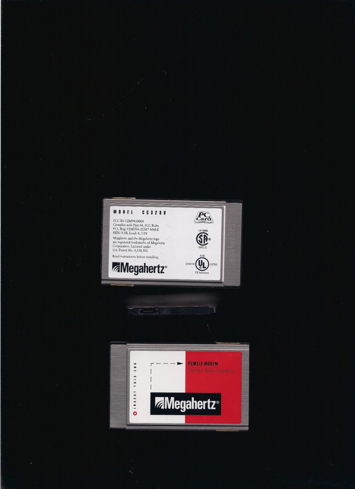 VINTAGE MEGAHERTZ CC3288 28.8 PCMCIA FAX MODEM CARD F2M9410004 F2MUSA-21367-MM-E