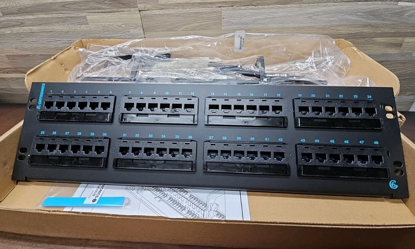 ORTRONICS OR-PSD66U48 C6,STD CLARITY T568A/B,48 PORT, 110/6 PORT PANEL 