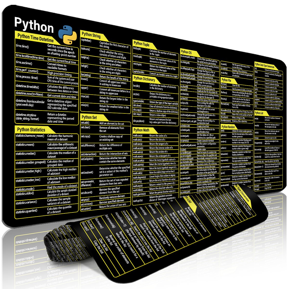 1pc Extra Large Durable Mouse Pad for Python, Desktop Pad with Extended Cheat