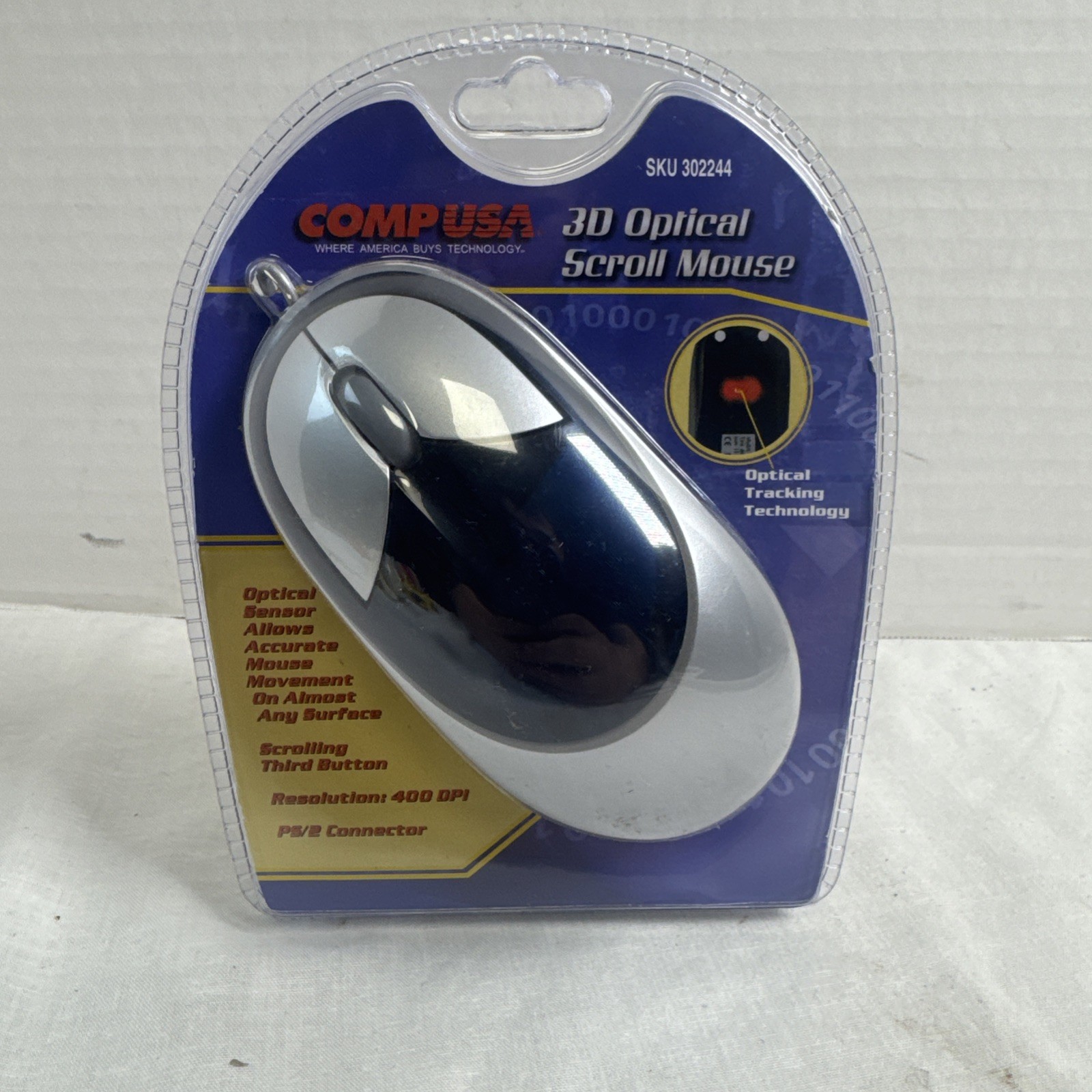 Compusa 3D Optical Scroll Mouse Computer Wired NEW IN PACKAGE 