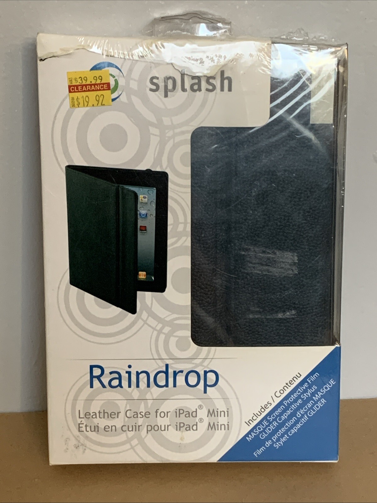 Splash Raindrop Black Leather Case For iPad Mini Includes Masque Screen