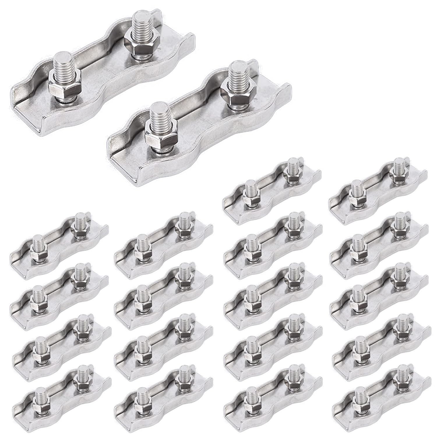 20pcs 1/8 Inch M3 Stainless Steel Duplex Wire Rope Clip Cable Clamp