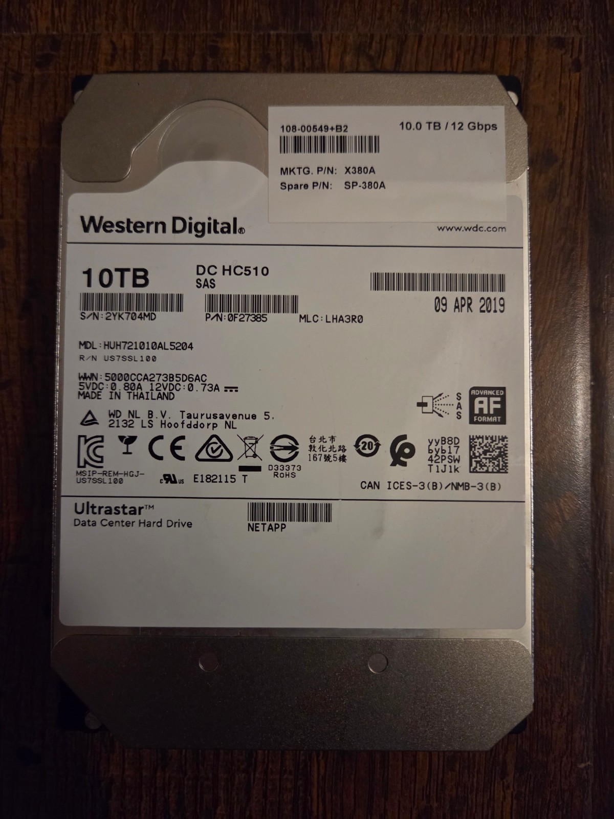WD Ultrastar DC HC510 10TB 3.5" 12Gb/s SAS HDD NetApp HUH721010AL5204 100% #5