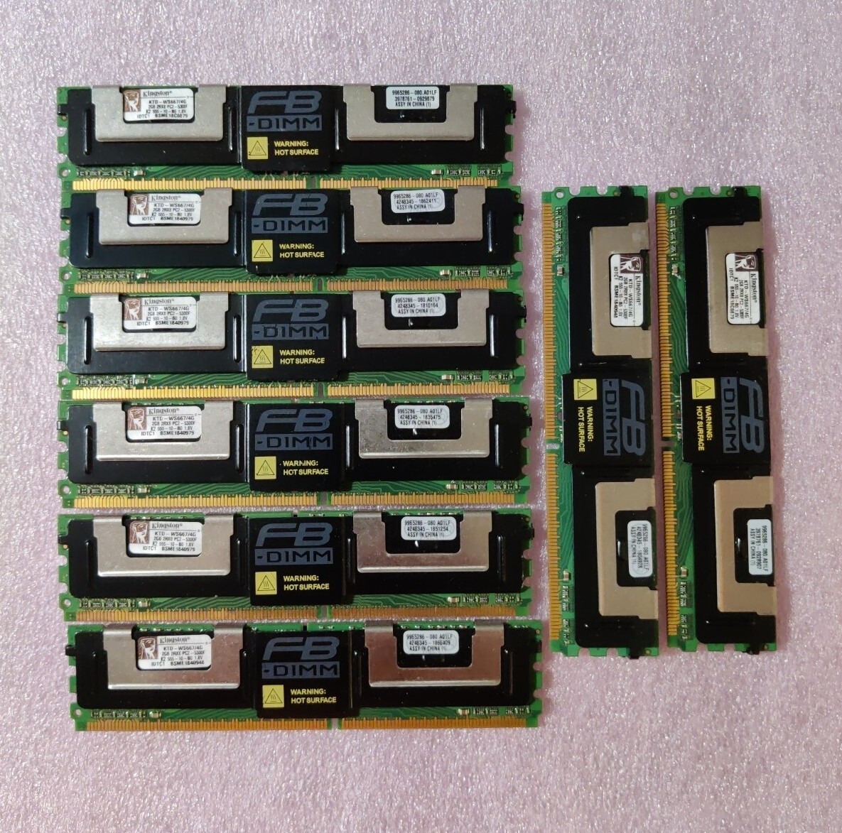 16GB(8x2GB) Kingston Server Memory Ram PC2-5300F 2Rx8 KTD-WS667/4G Lot