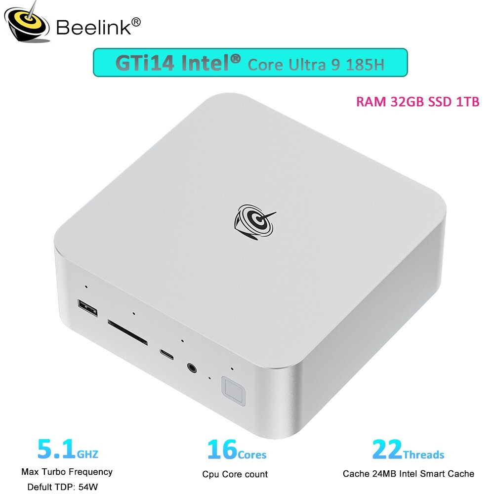 Gaming PC Beelink GTi14 Intel Ultra9 185H Mini Computer RAM32GBDDR5 SSD1TB WIFI7